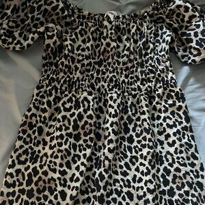 Leopard Print Off-Shoulder Dress